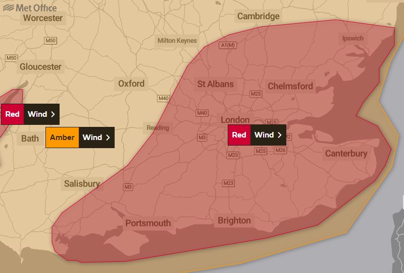 Storm Eunice New red weather warning for London